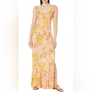 Free People Pink and Yellow Floral Maxi Dress